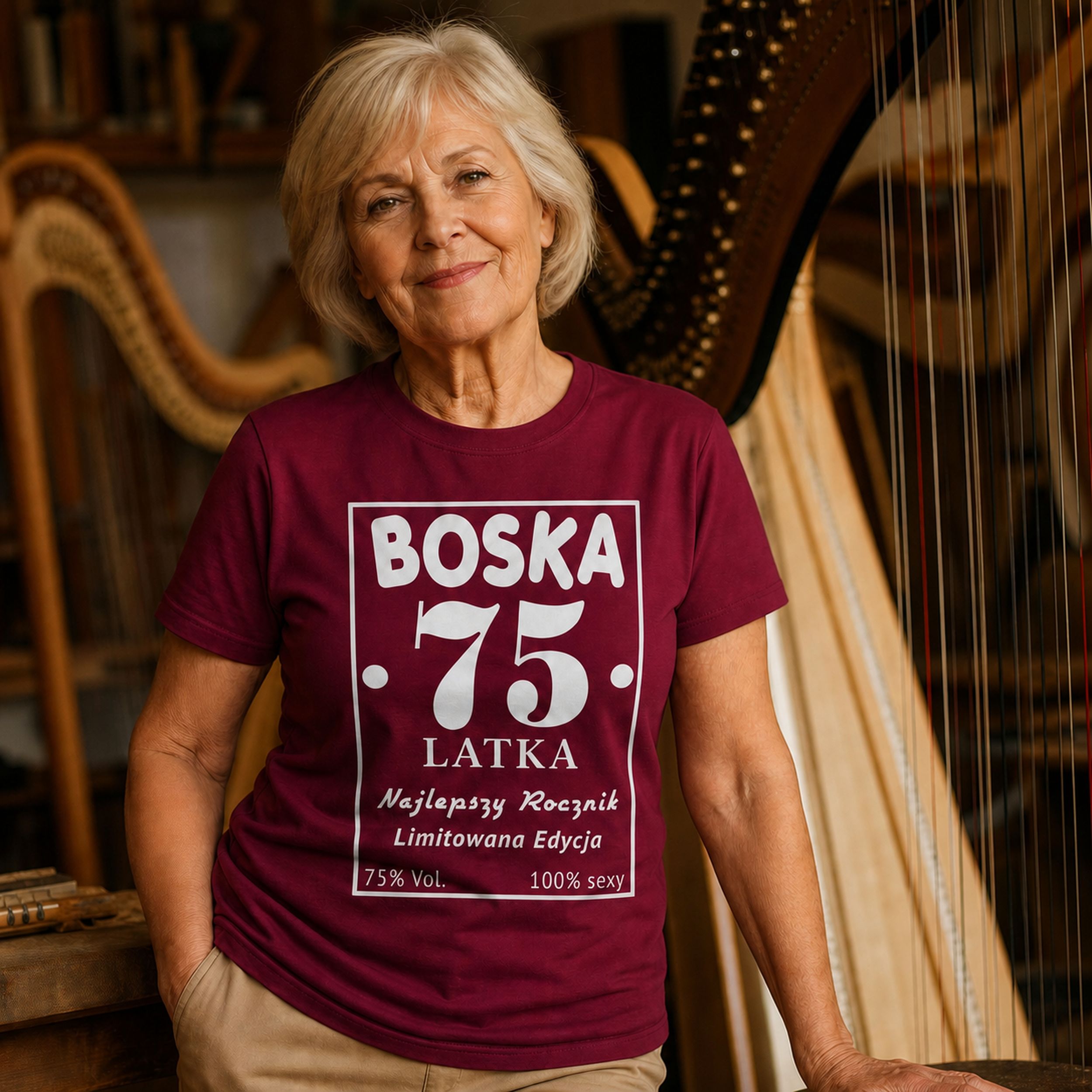 BOSKA 75 LATKA - Koszulka na 75 Urodziny dla Niej, Prezent