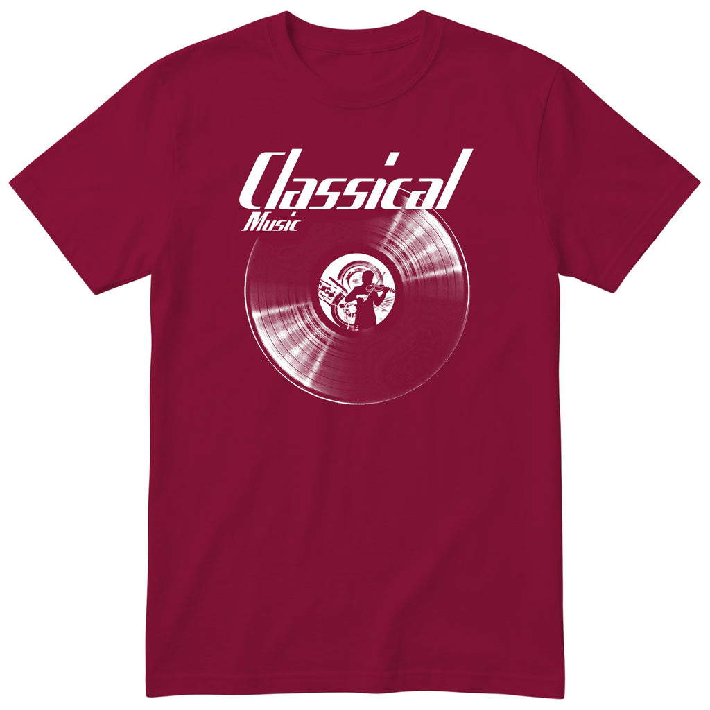 Burgundy Classical Music Vinyl Records t-shirt - vinyl record print, gift for classical music lovers, GitGraf