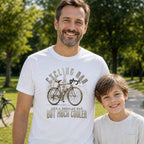Cycling Dad Road Bike t-shirt in white - dad and son in a sunny park, gift for dad
