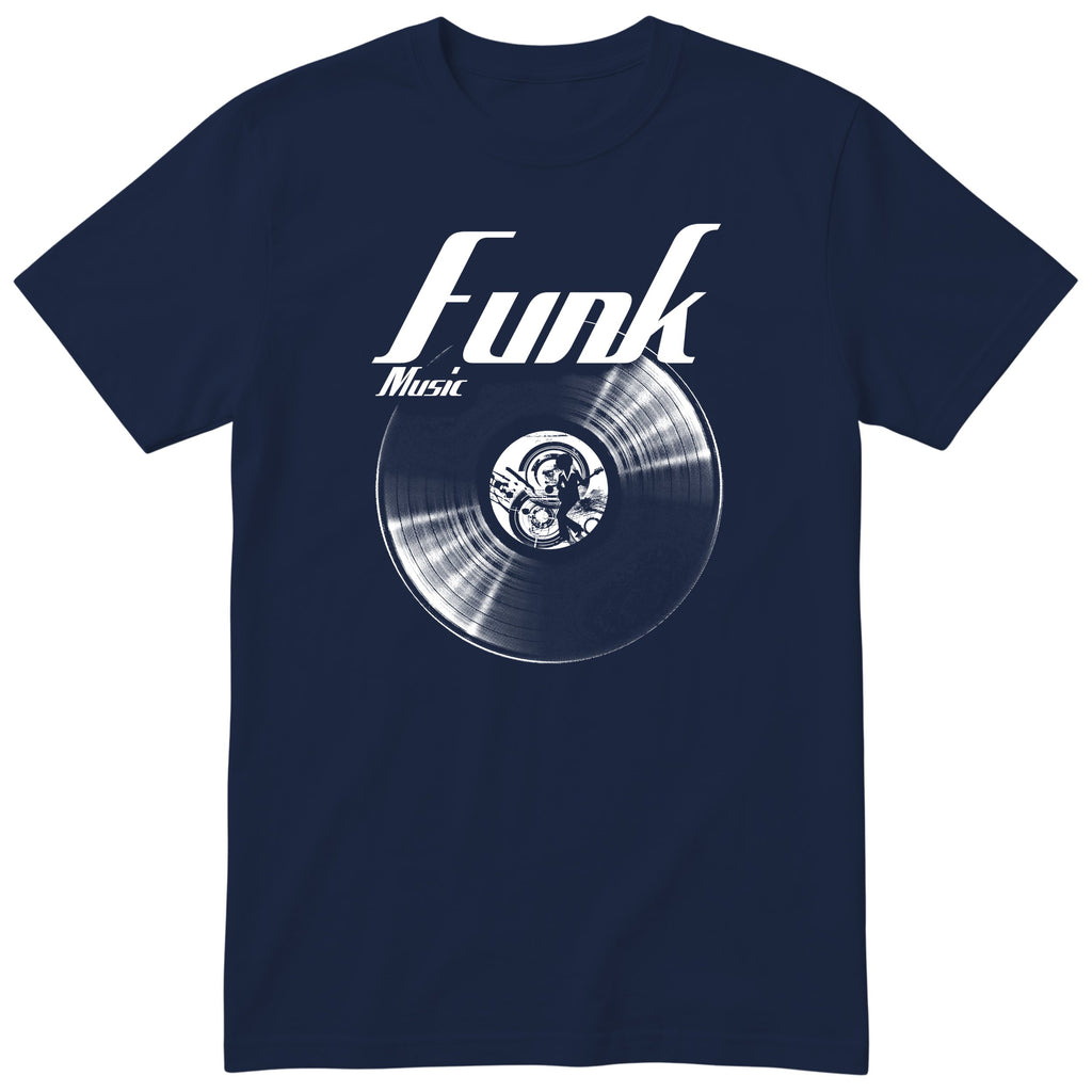 Navy Funk Music Vinyl Records t-shirt - vinyl record print, gift for funk fans, GitGraf