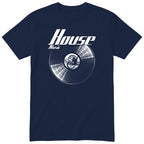 Navy House Music Vinyl Records t-shirt - vinyl record print, gift for DJs and house music fans, GitGraf