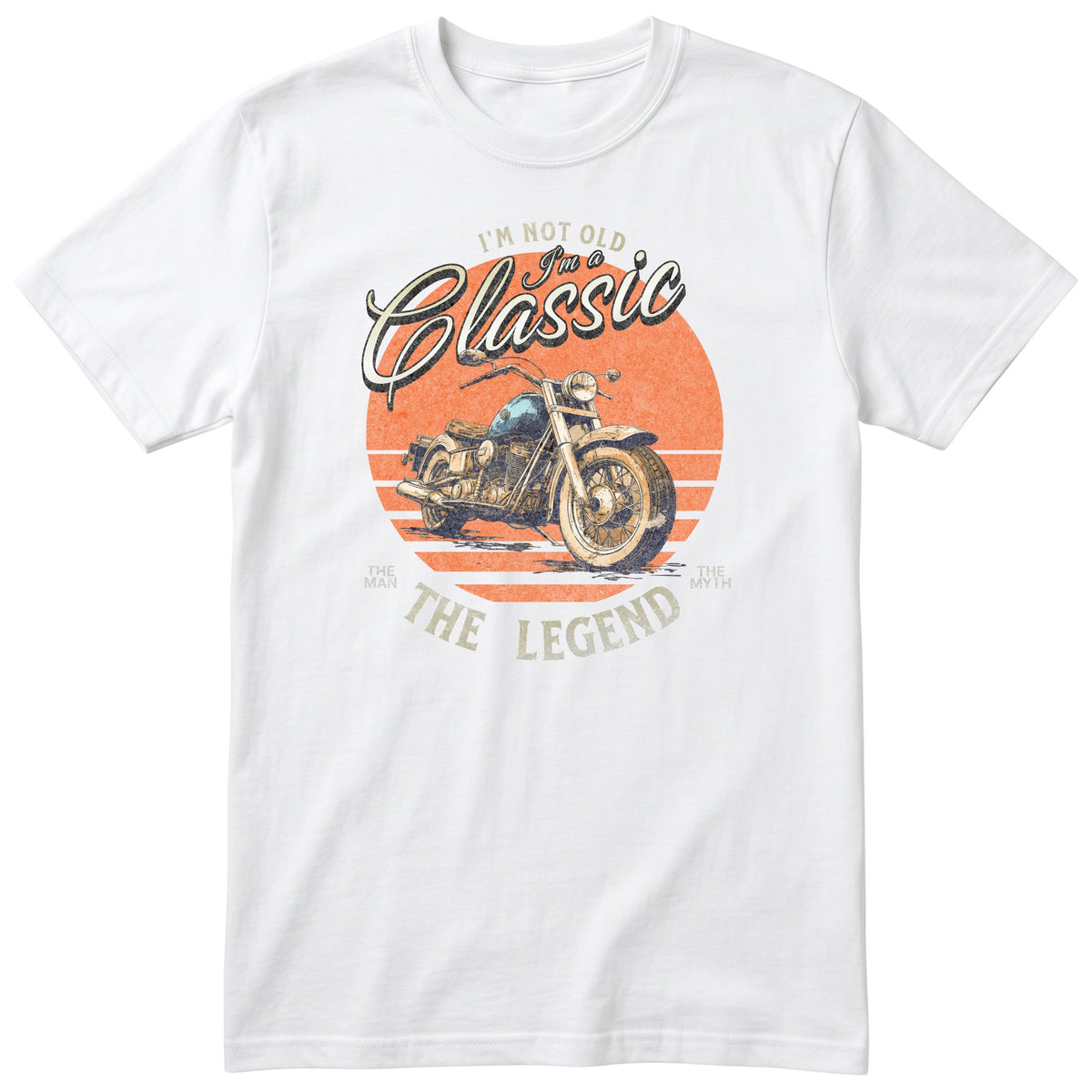 White I'm Not Old I'm a Classic t-shirt - biker birthday gift for him with a vintage motorcycle