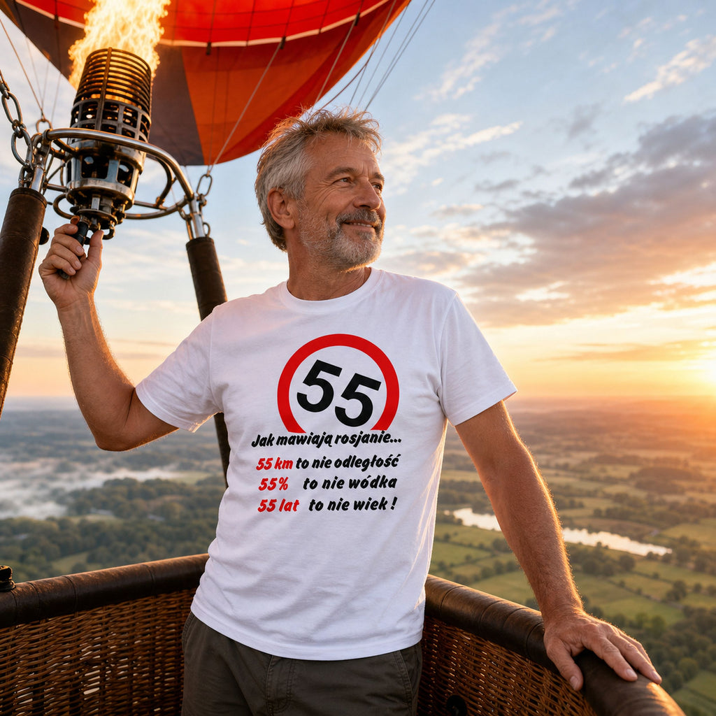 Koszulka na 55 Urodziny - 55 Lat To Nie Wiek, Śmieszny Prezent