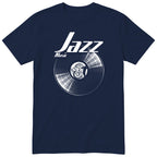 Navy Jazz Music Vinyl Records t-shirt - vinyl record print, gift for jazz lovers, GitGraf
