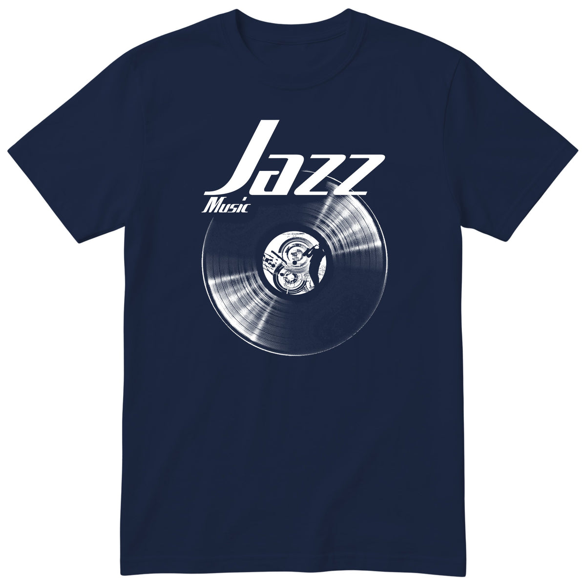 Navy Jazz Music Vinyl Records t-shirt - vinyl record print, gift for jazz lovers, GitGraf
