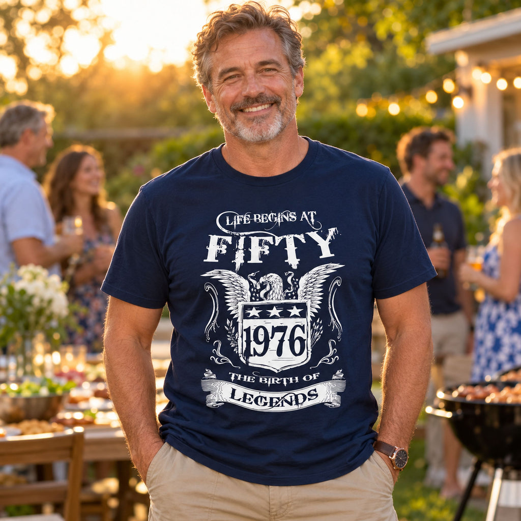 Life Begins At Fifty - Koszulka na 50 Urodziny dla Niego