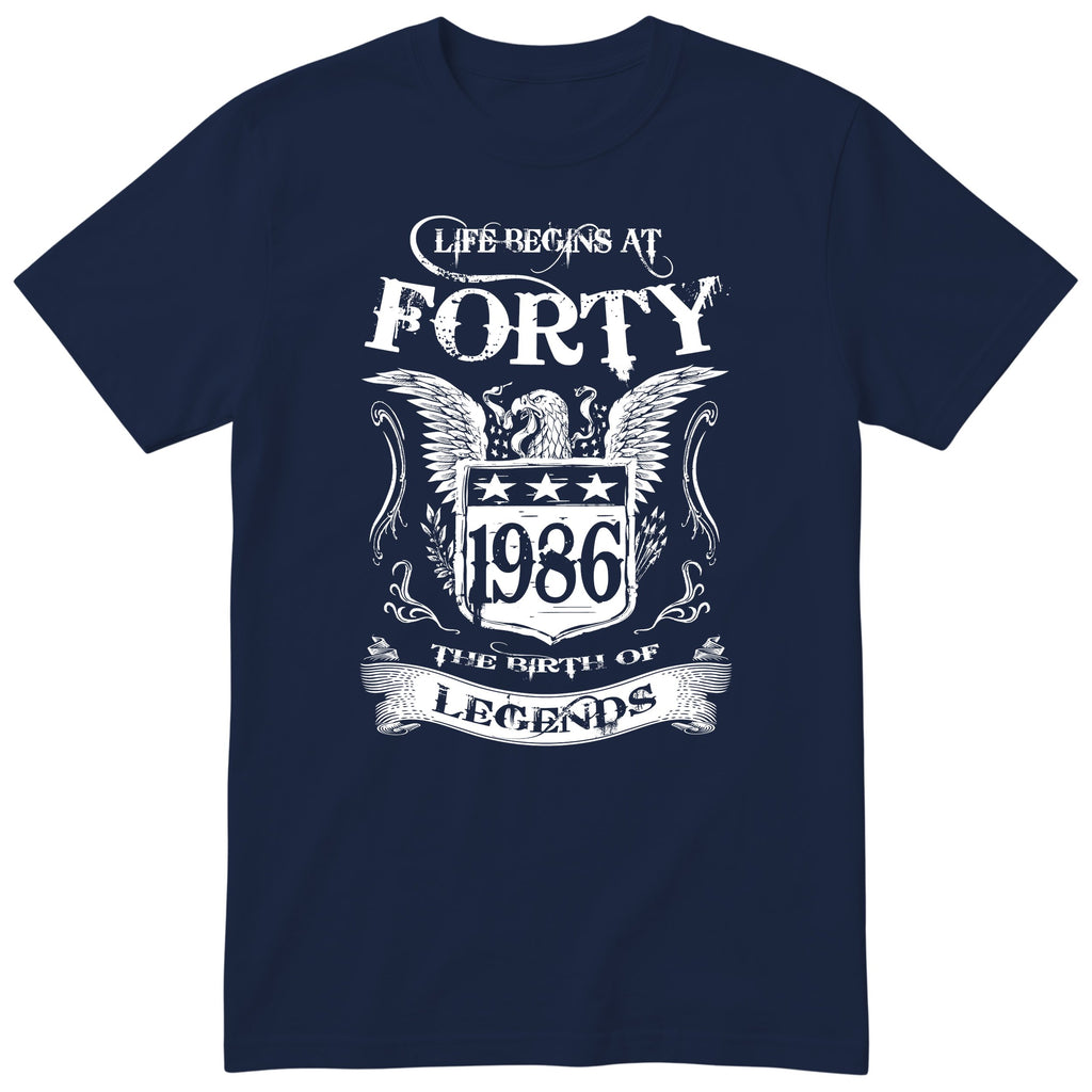 Navy Life Begins At Forty t-shirt - 40th birthday gift for him with an eagle crest