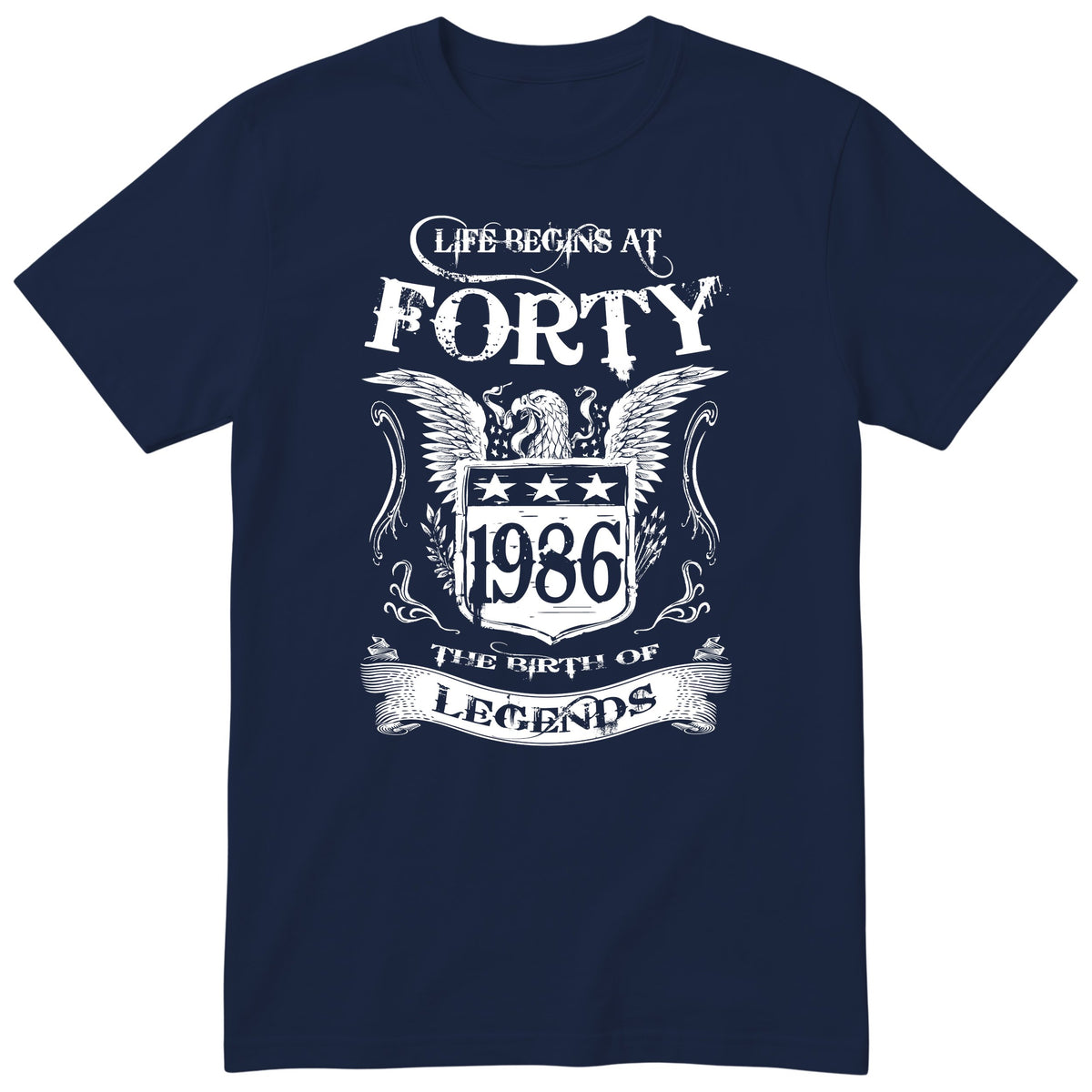 Navy Life Begins At Forty t-shirt - 40th birthday gift for him with an eagle crest