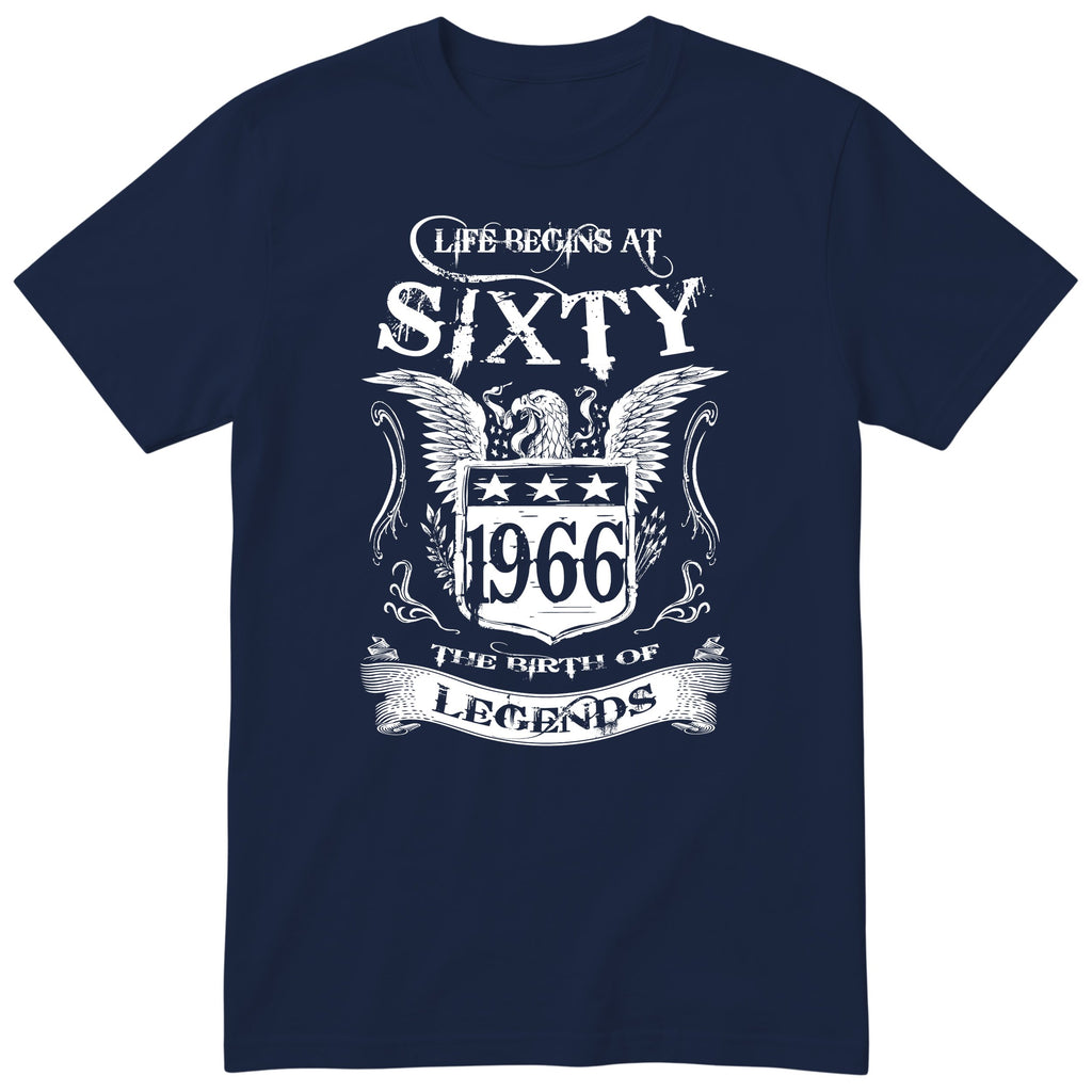 Navy Life Begins At Sixty t-shirt - 60th birthday gift for him with an eagle crest