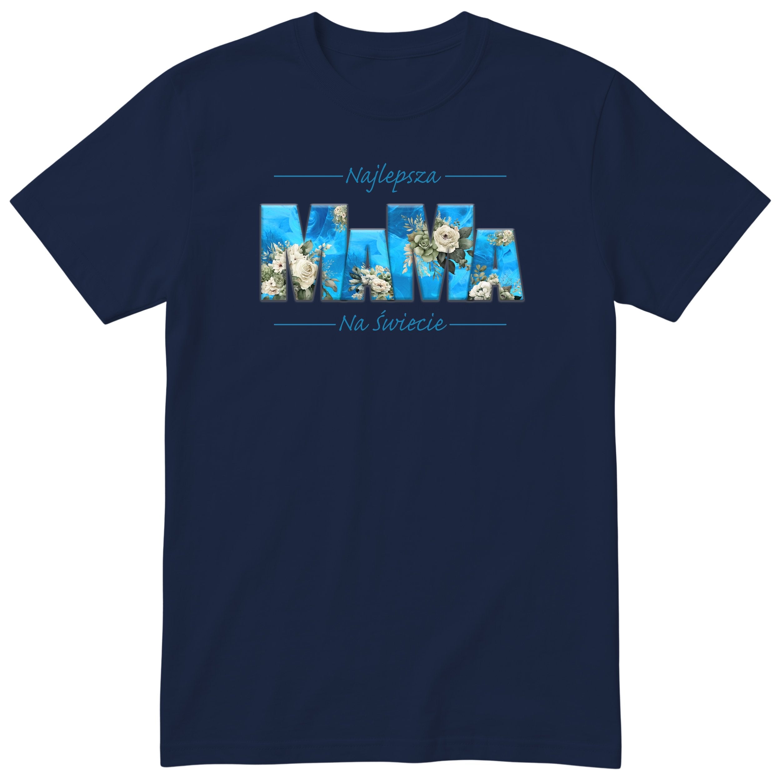 Koszulka granatowa - Najlepsza Mama Na Świecie Blue Floral