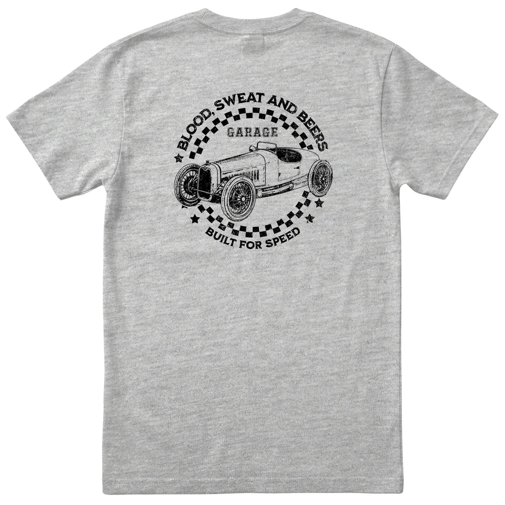 Blood Sweat and Beers Garage tee heather grey back