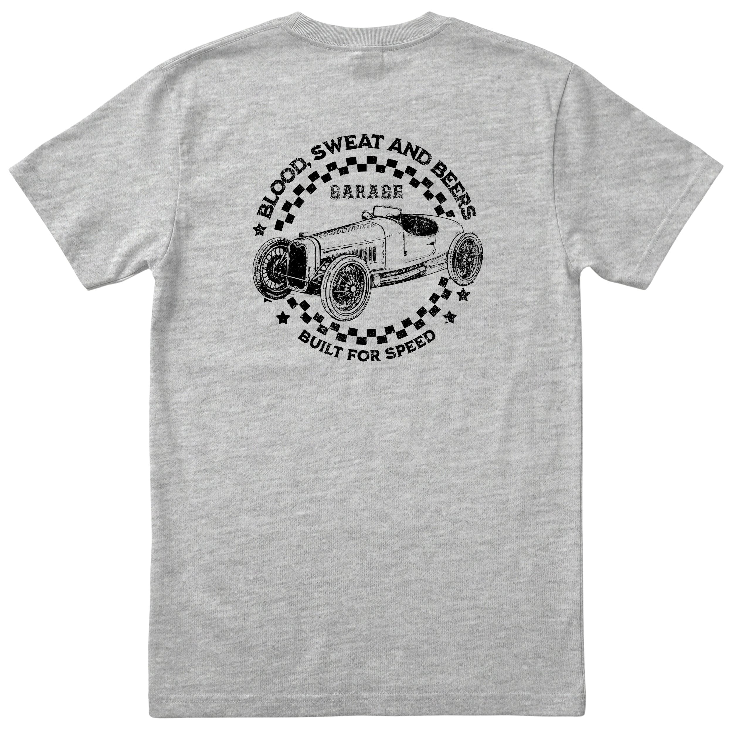Blood Sweat and Beers Garage tee heather grey back