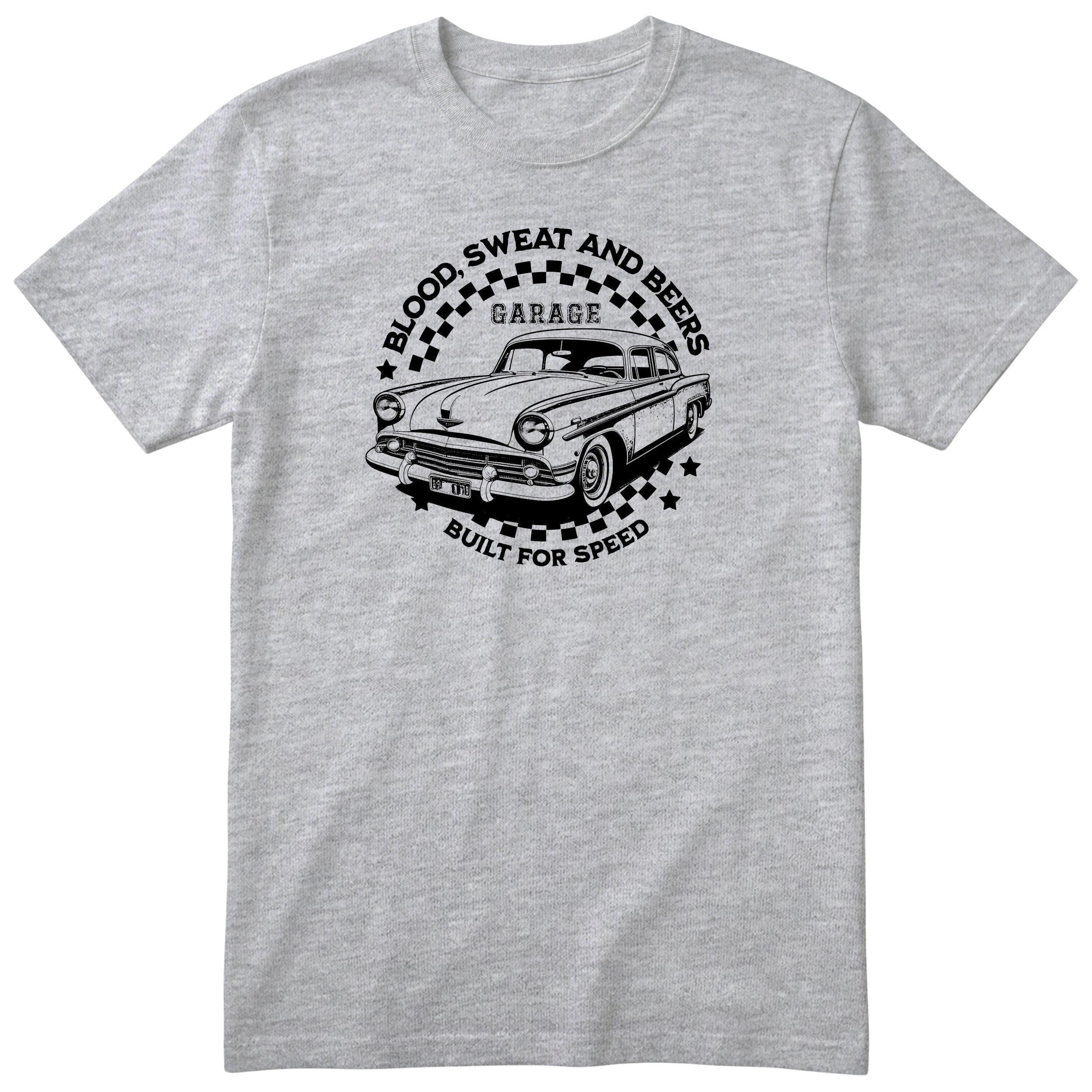 Built for Speed garage tee heather grey front