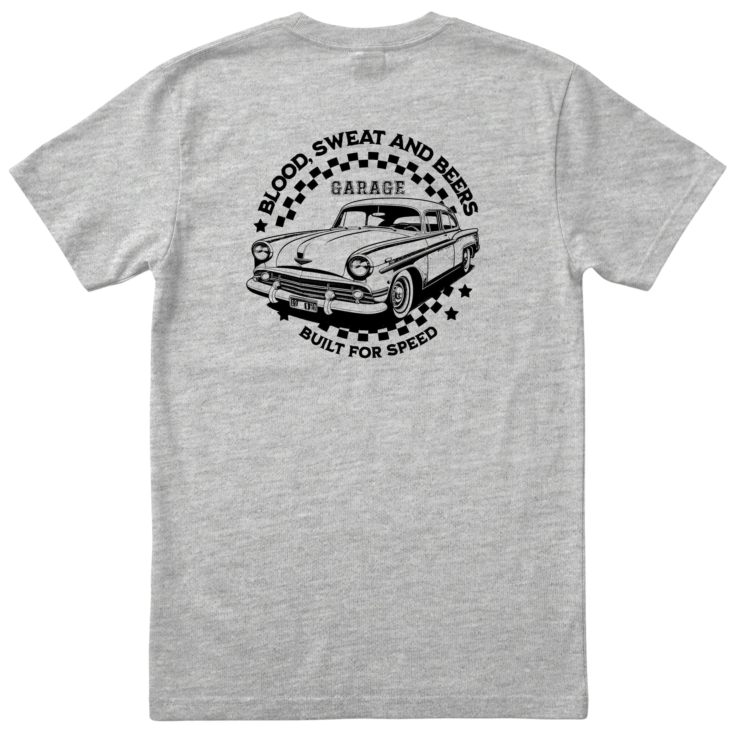 Built for Speed garage tee heather grey back