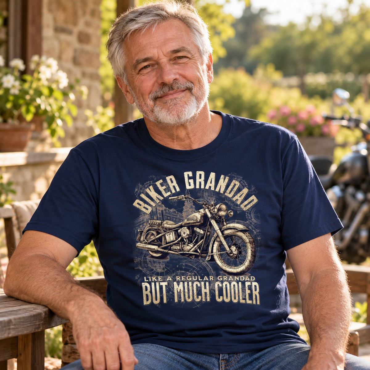 Biker Grandad Vintage - Koszulka z Motocyklem dla Dziadka