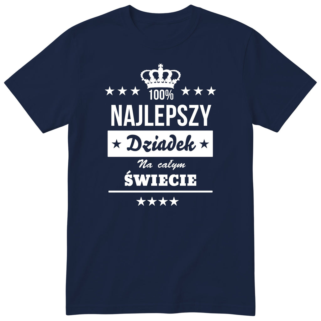 Granatowa koszulka 100% Najlepszy Dziadek Na Całym Świecie
