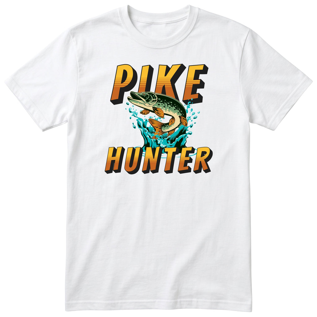Pike Hunter Fishing T-Shirt - Gift for Anglers | Fisherman Tee - White