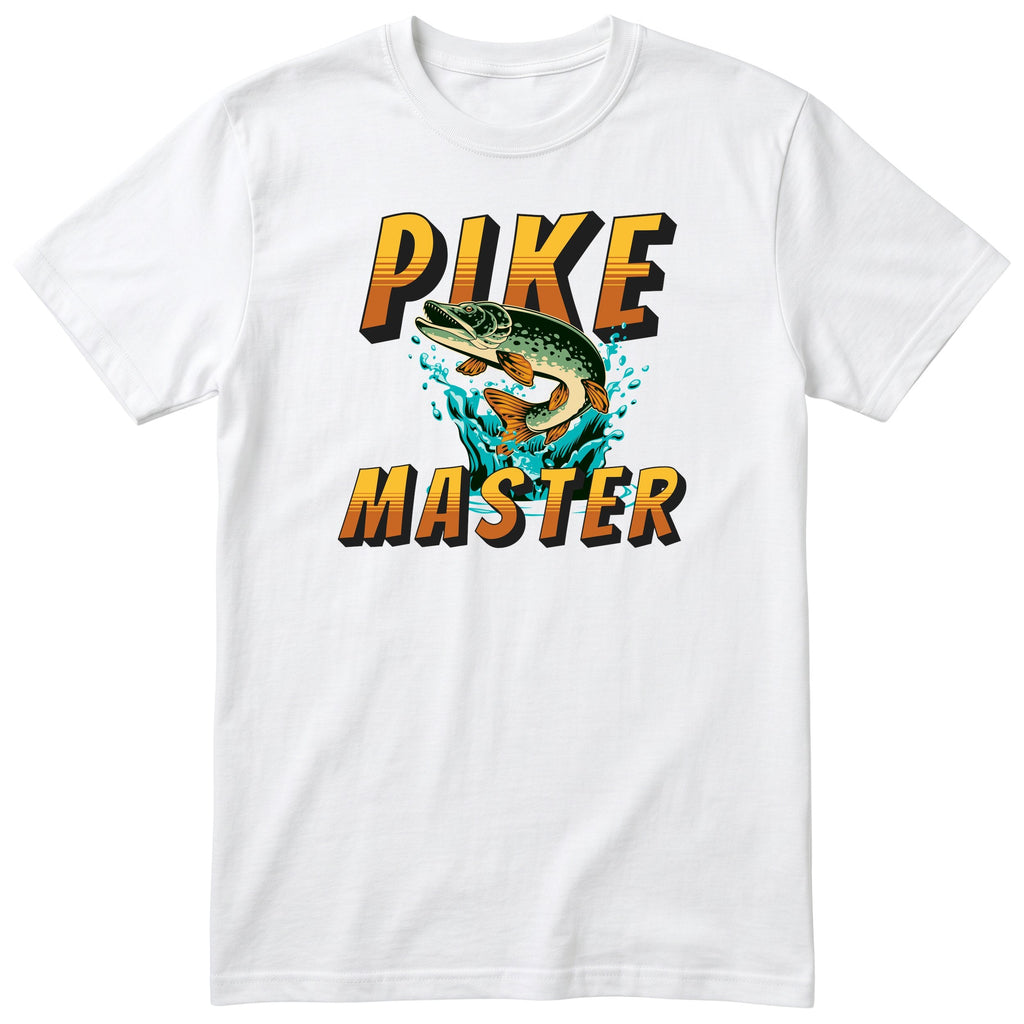 Pike Master Fishing T-Shirt - Funny Angler Gift Tee for Men - White