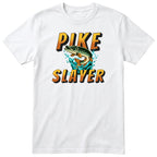 Pike Slayer Fishing T-Shirt - Funny Angler Gift Tee - White