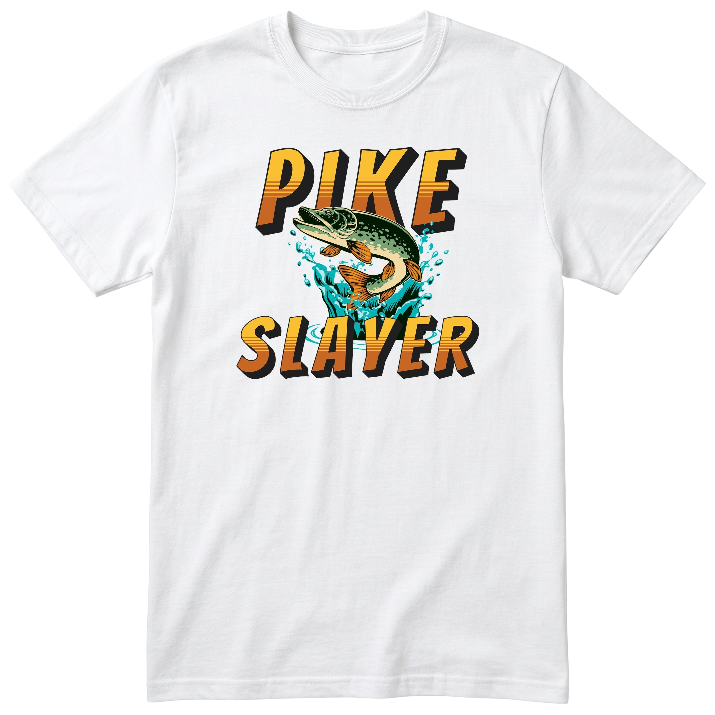 Pike Slayer Fishing T-Shirt - Funny Angler Gift Tee - White