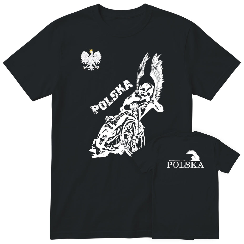 Czarna koszulka POLSKA ZUZEL KOSZULKA NARODOWA - polski nadruk speedway, prezent dla fana speedway