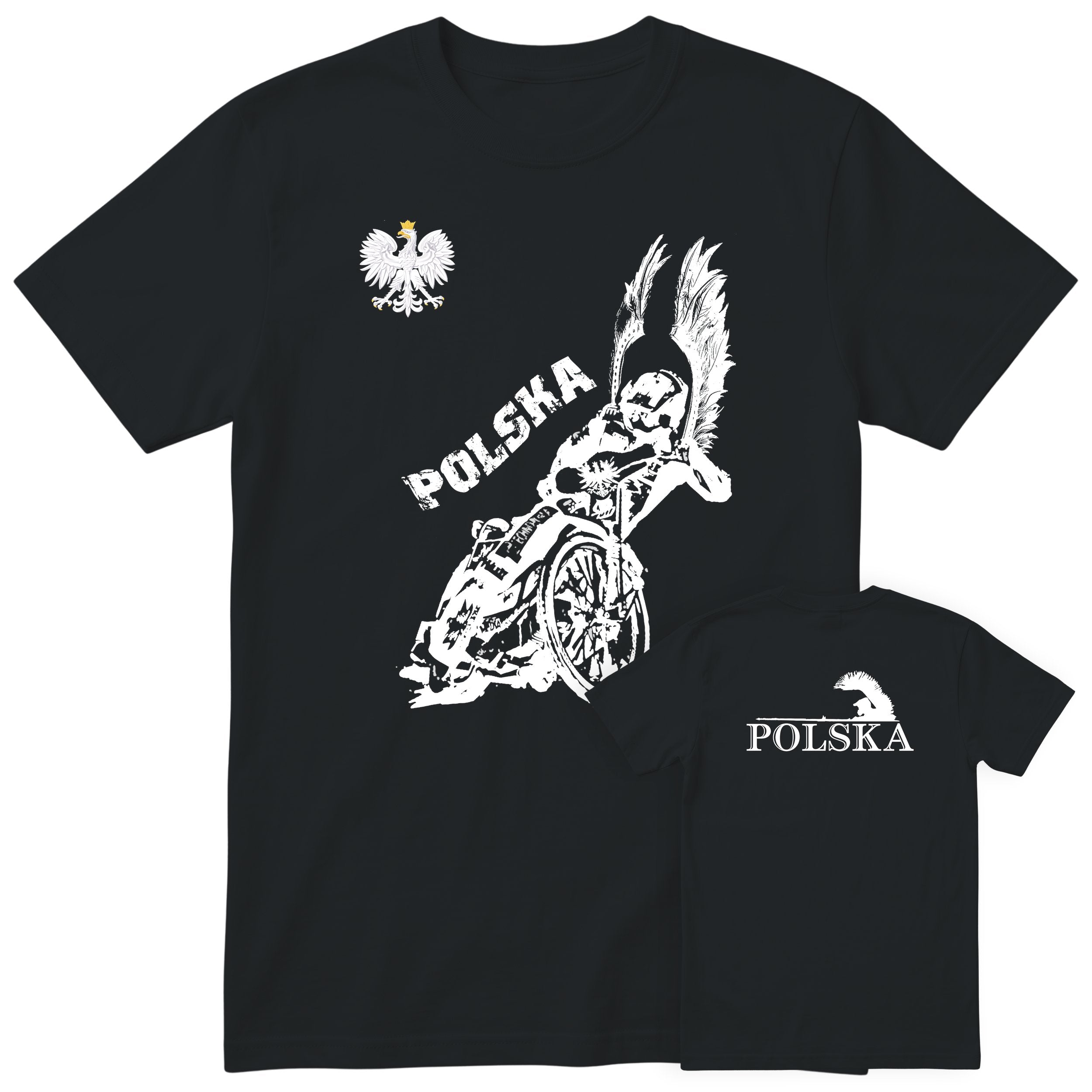 Czarna koszulka POLSKA ZUZEL KOSZULKA NARODOWA - polski nadruk speedway, prezent dla fana speedway