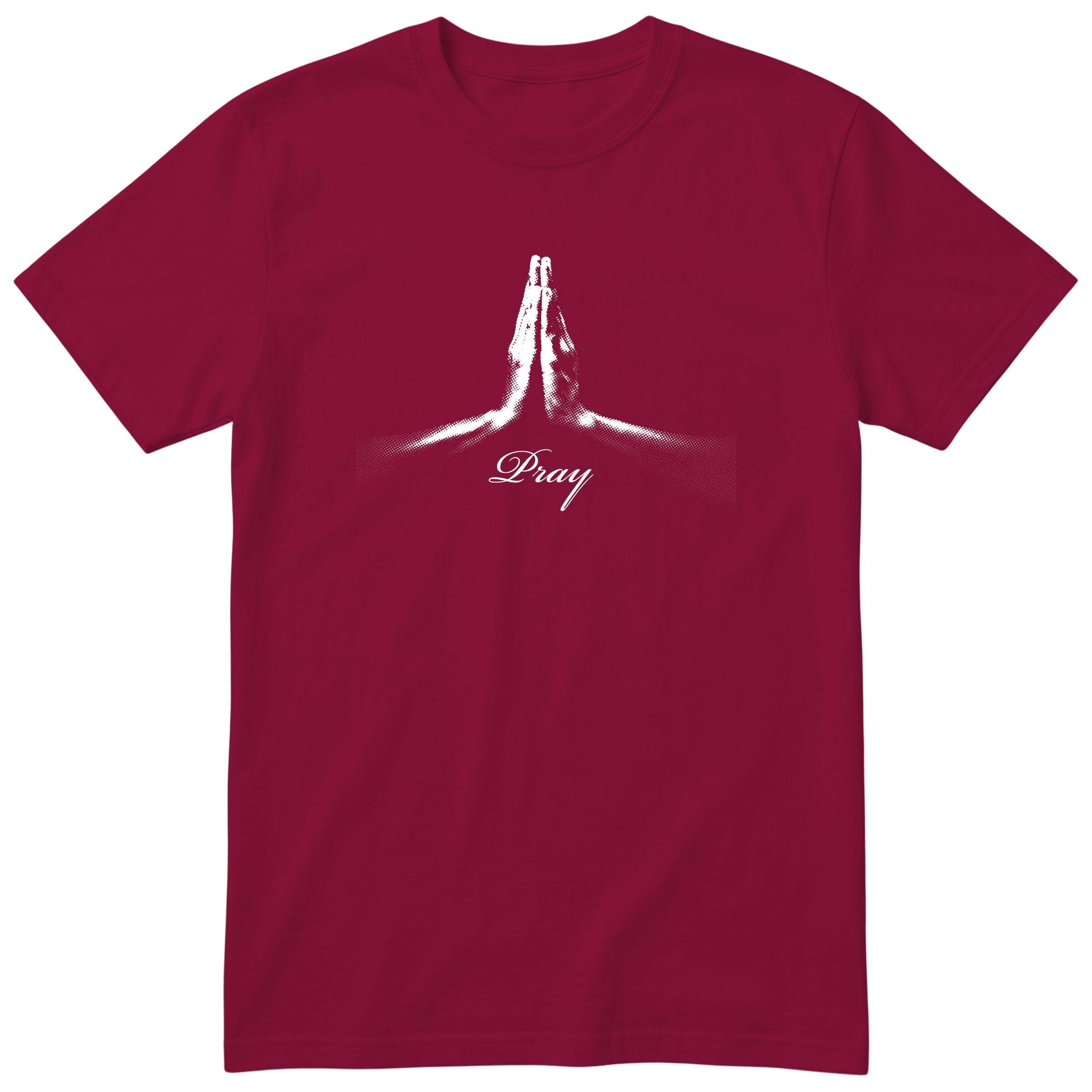 Pray T-Shirt | Prayer Hands Faith Design | Christian Gift - Burgundy