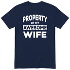 Navy Property Of My Awesome Wife t-shirt front print - funny husband gift, English print