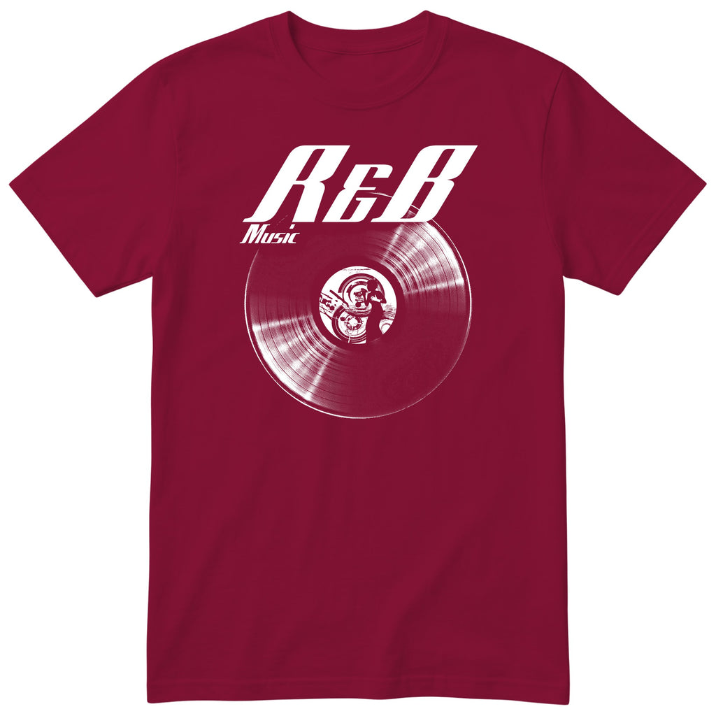 Burgundy R&B Music Vinyl Records t-shirt - vinyl record print, gift for R&B fans, GitGraf