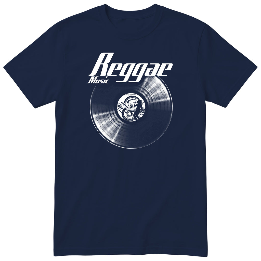 Navy Reggae Music Vinyl Records t-shirt - vinyl record print, gift for reggae fans, GitGraf