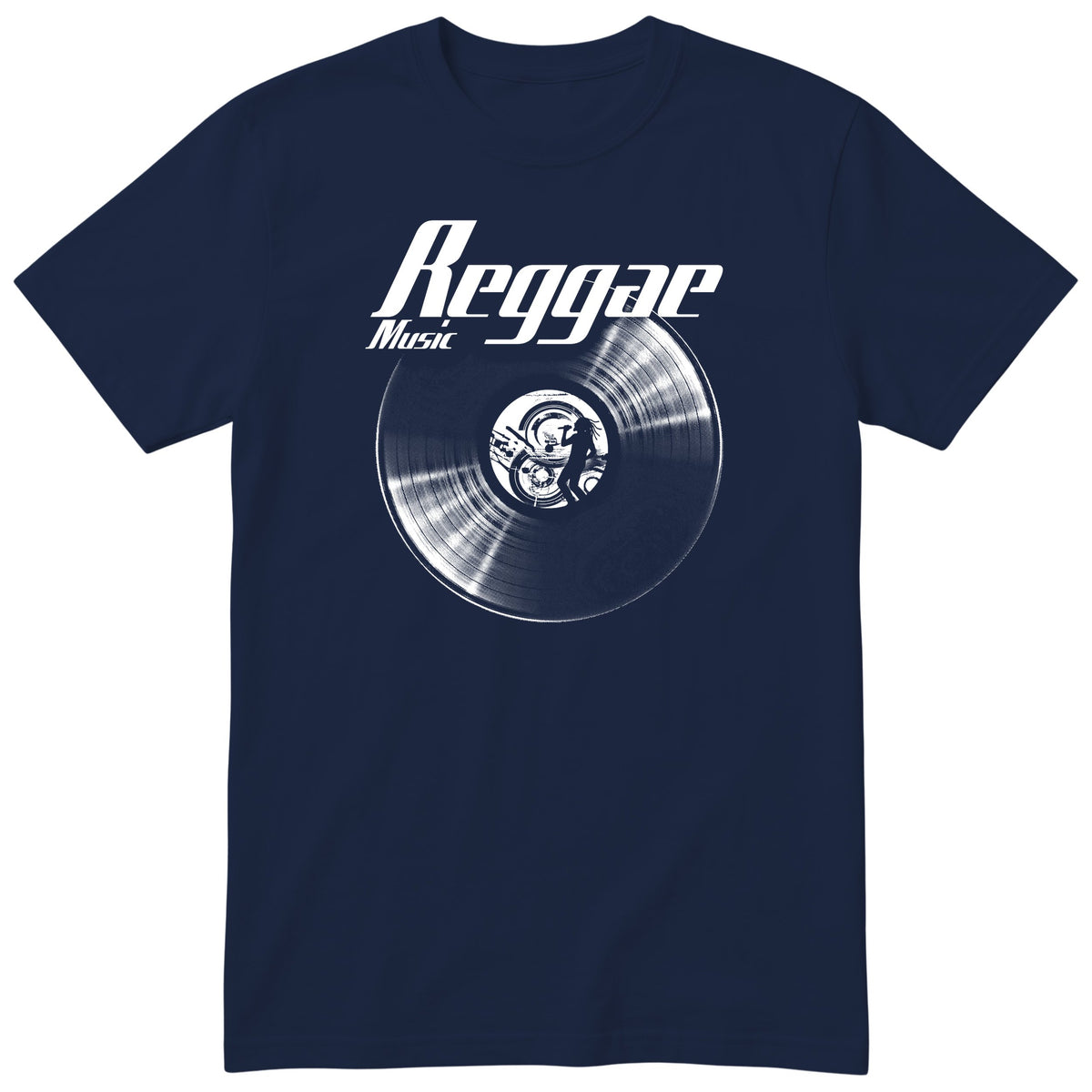 Navy Reggae Music Vinyl Records t-shirt - vinyl record print, gift for reggae fans, GitGraf