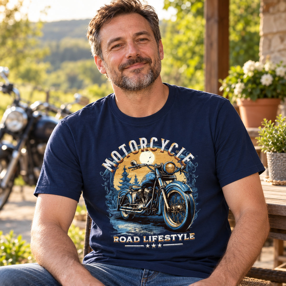 Motorcycle Road Lifestyle Moonlight - Koszulka Motocyklowa