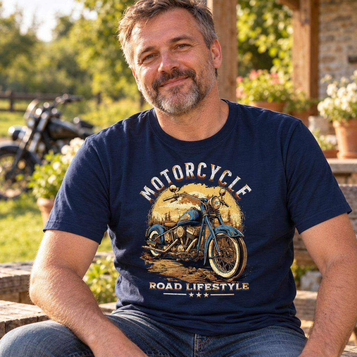 Motorcycle Road Lifestyle - Koszulka Motocyklowa Zachód Słońca
