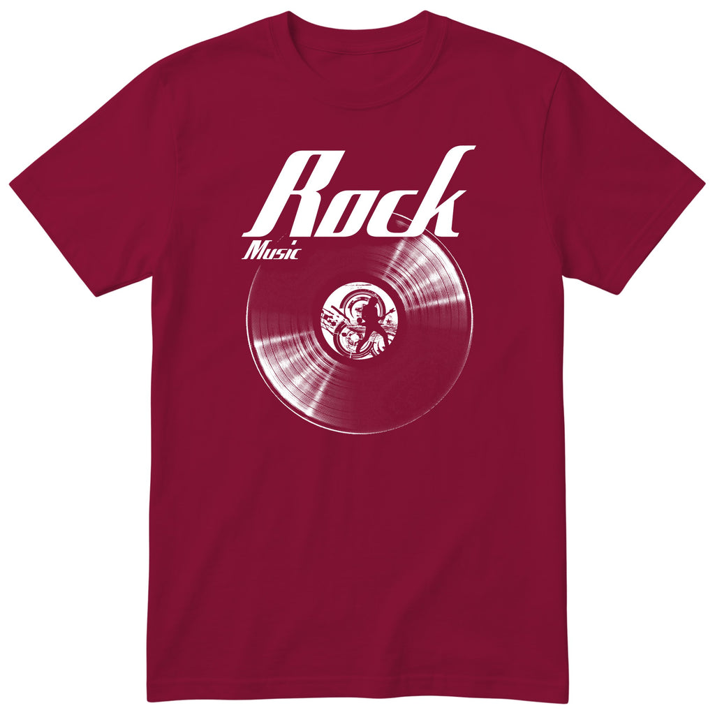 Burgundy Rock Music Vinyl Records t-shirt - vinyl record print, gift for rock fans, GitGraf