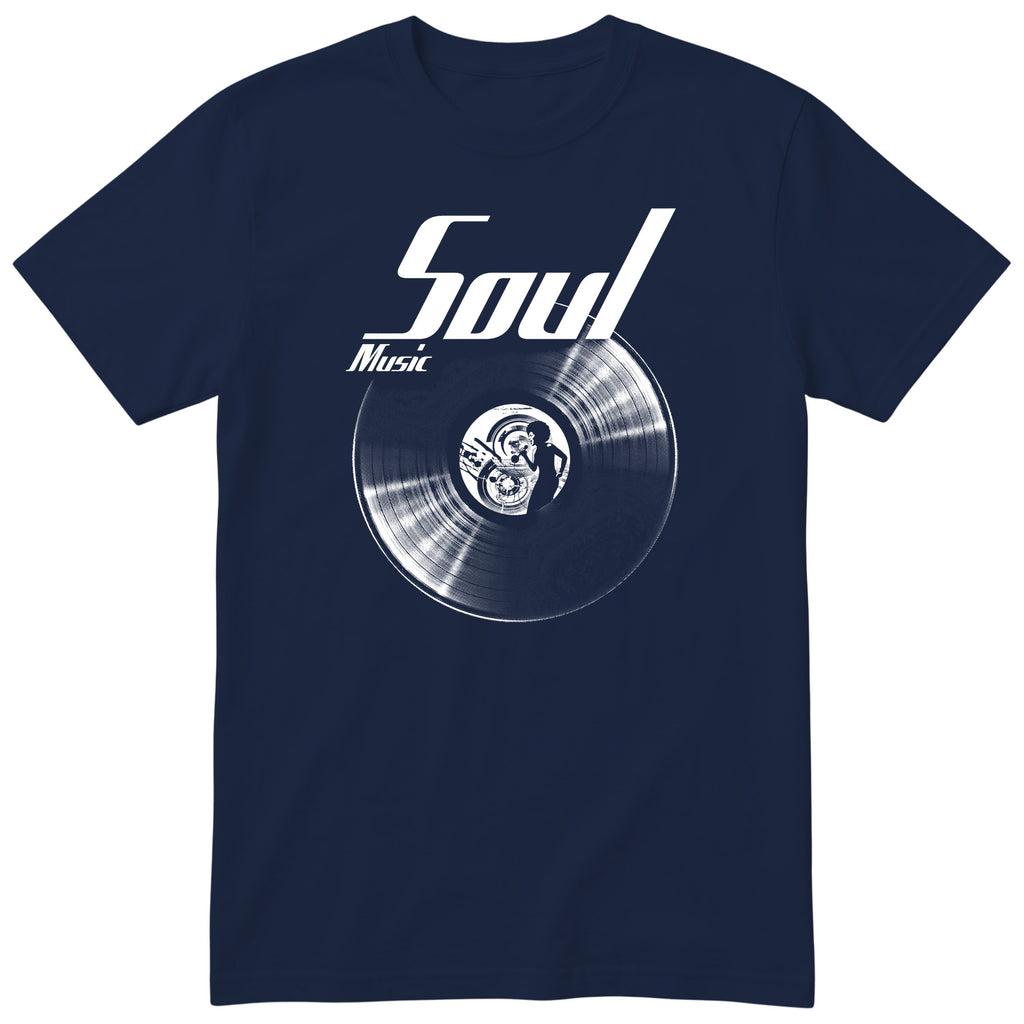 Navy Soul Music Vinyl Records t-shirt - vinyl record print, gift for soul fans, GitGraf