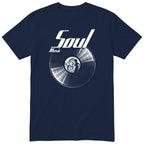 Navy Soul Music Vinyl Records t-shirt - vinyl record print, gift for soul fans, GitGraf