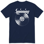 Navy Spinning Wax Vinyl Records t-shirt - vinyl record print, gift for vinyl DJs, GitGraf