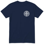 Saint Benedict Medal T-Shirt - Catholic Faith Tee Unisex - Navy
