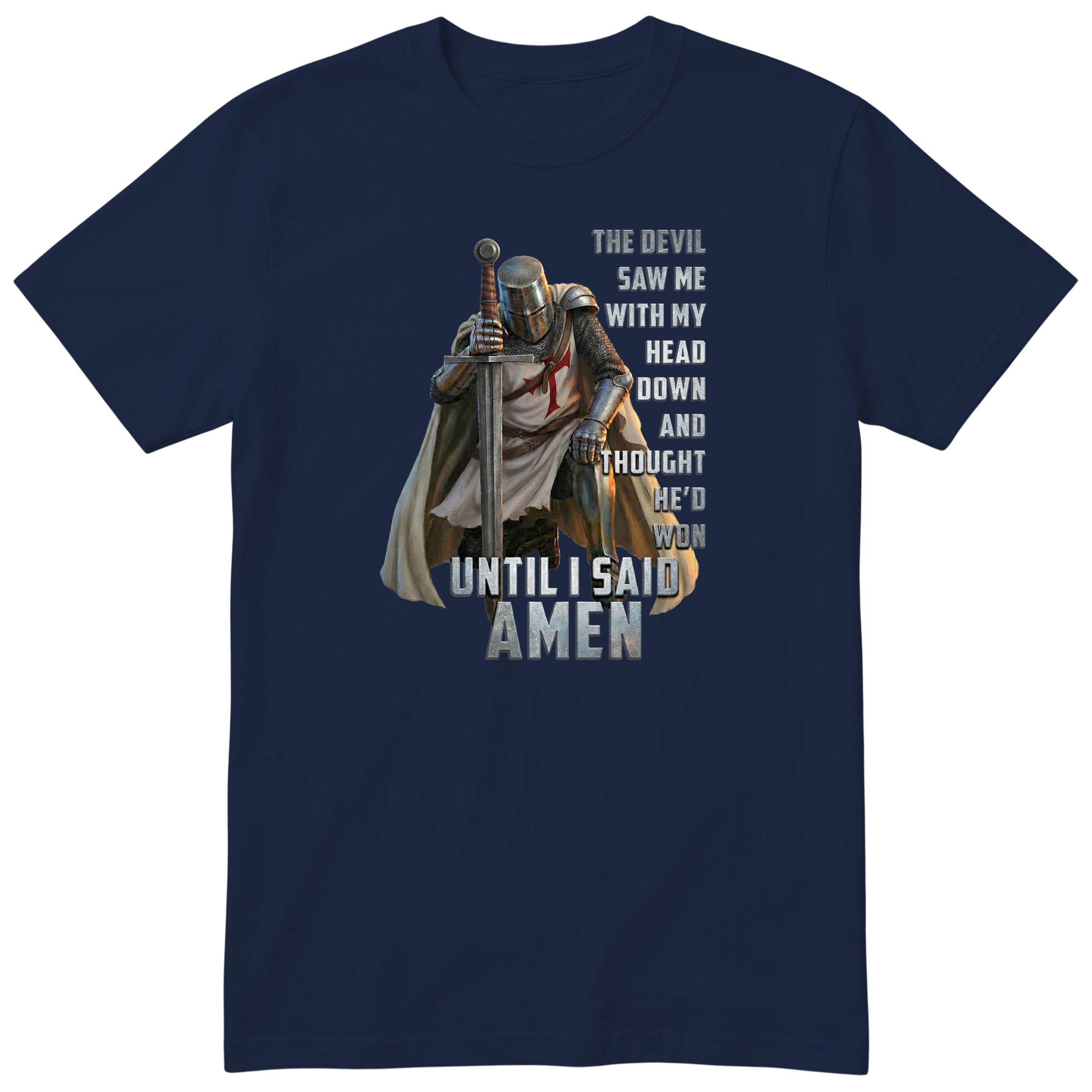 Navy Templar Said Amen t-shirt - Christian faith knight print, GitGraf