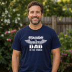 The Best Dad in the World wings t-shirt in navy - dad in a flower garden, gift for dad