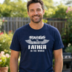 The Best Father in the World wings t-shirt in navy - dad in the garden, gift for dad