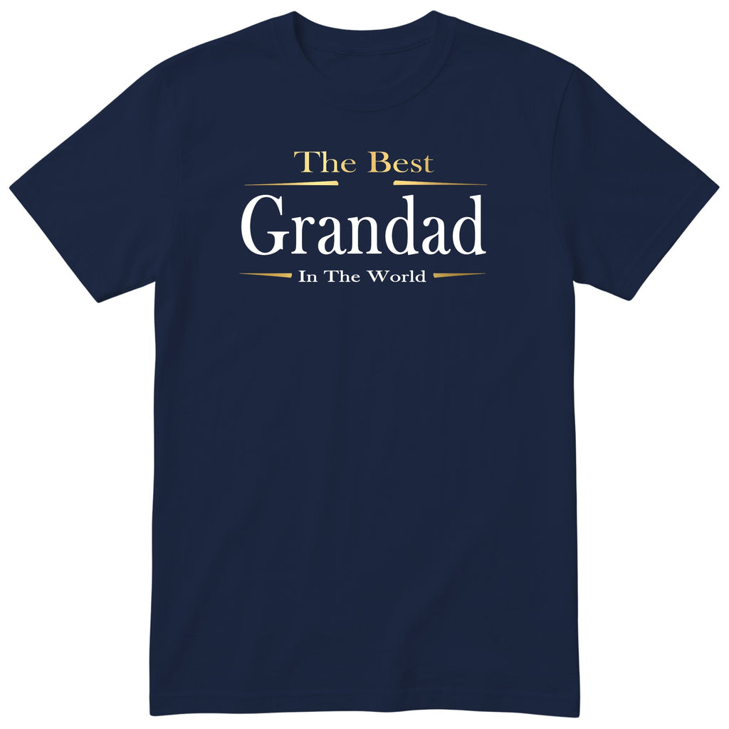 Navy The Best Grandad In The World Exclusive t-shirt with gold lettering - gift from the grandkids, English print