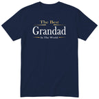 Navy The Best Grandad In The World Exclusive t-shirt with gold lettering - gift from the grandkids, English print