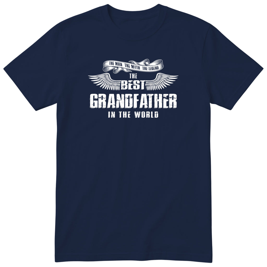 Navy The Best Grandfather In The World wings t-shirt - the man, the myth, the legend, gift for grandfather