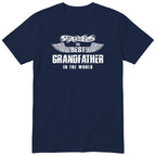Navy The Best Grandfather In The World wings t-shirt - the man, the myth, the legend, gift for grandfather
