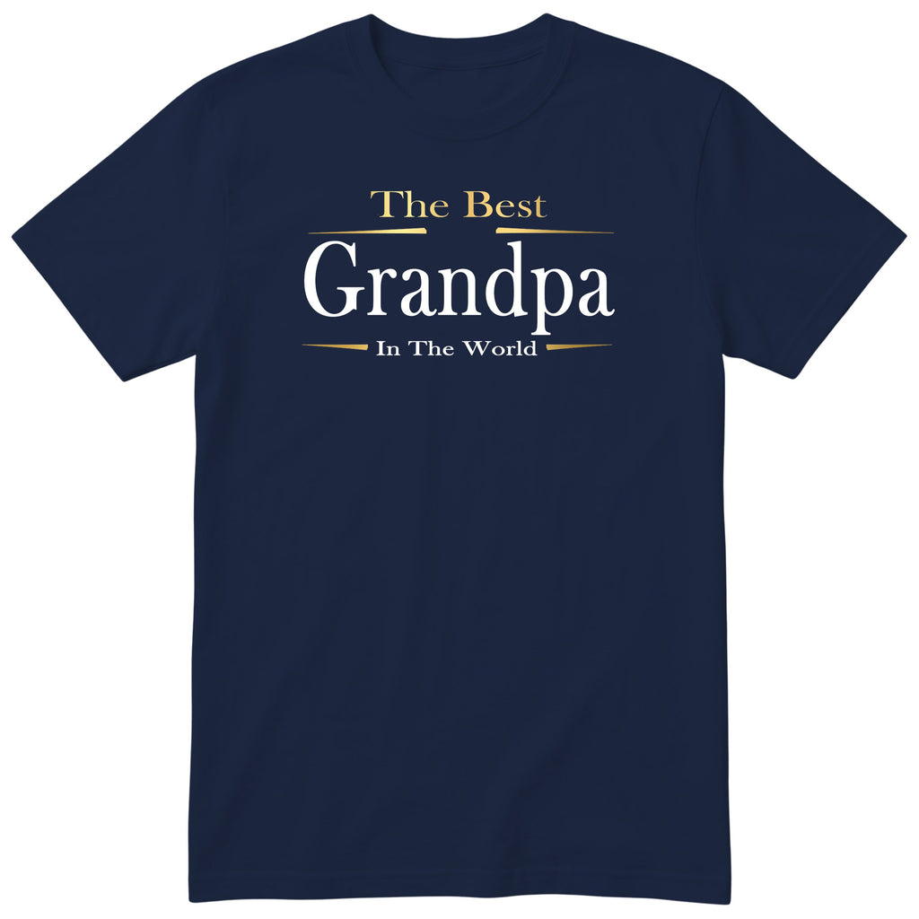 Navy The Best Grandpa In The World Exclusive t-shirt with gold lettering - family gift for grandpa, English print