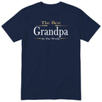 Navy The Best Grandpa In The World Exclusive t-shirt with gold lettering - family gift for grandpa, English print