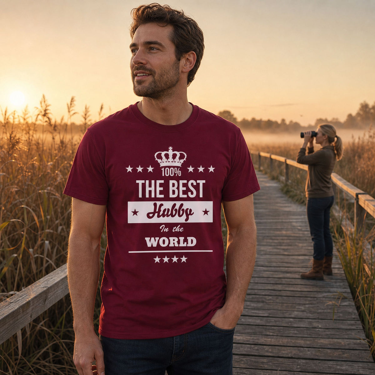 The Best Hubby In The World - Koszulka dla Męża (Angielski Nadruk)
