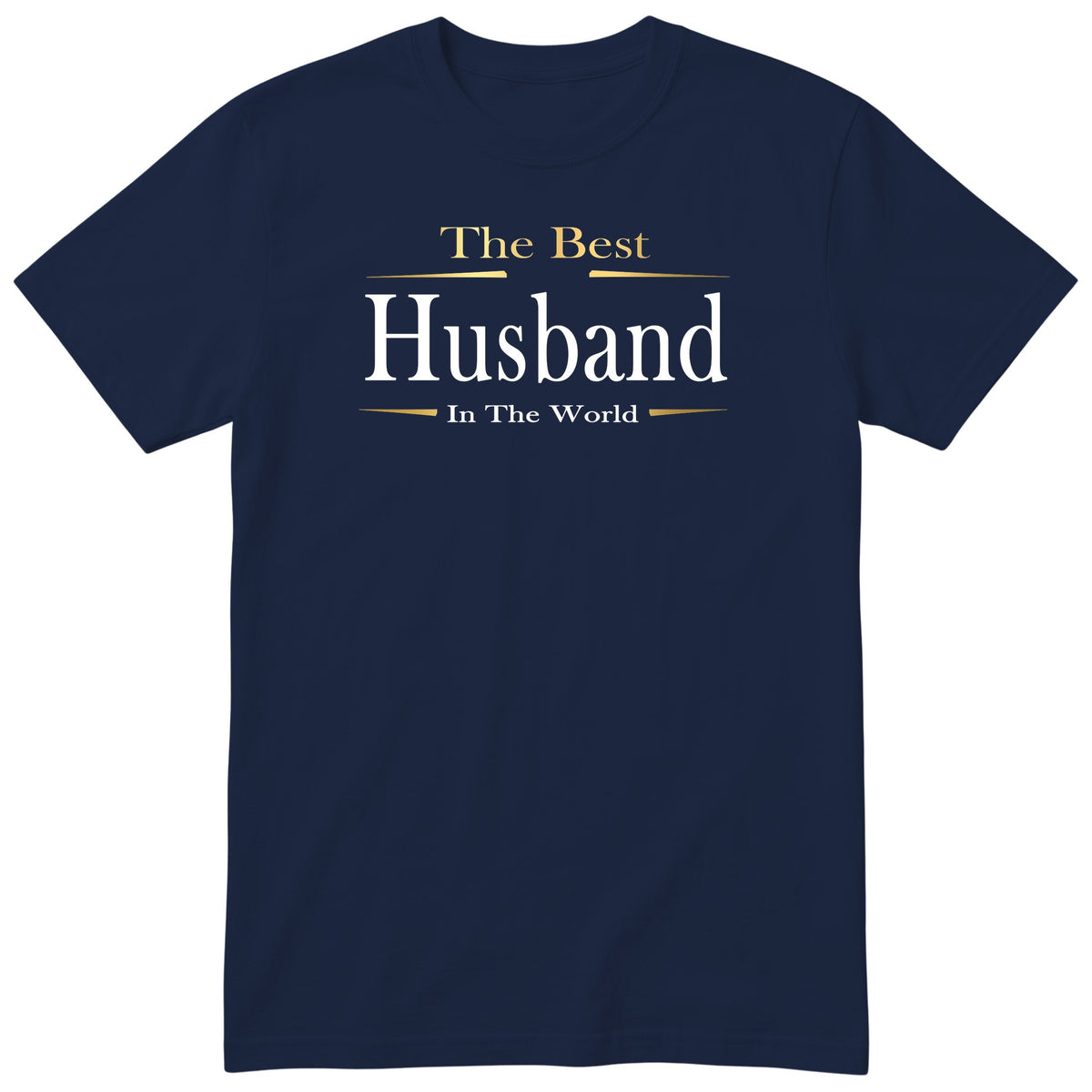 Navy The Best Husband In The World Exclusive t-shirt with gold lettering - anniversary gift from the wife, English print