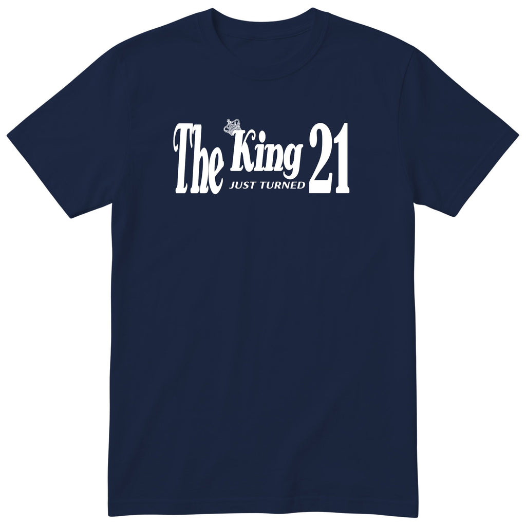The King Just Turned 21 navy t-shirt